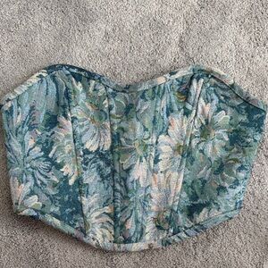 Altar'd State Floral Corset Top - Blue and Green